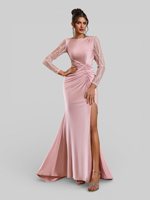 Vestido de Festa Manga Longa Drapeado Eva - Aurea Dress