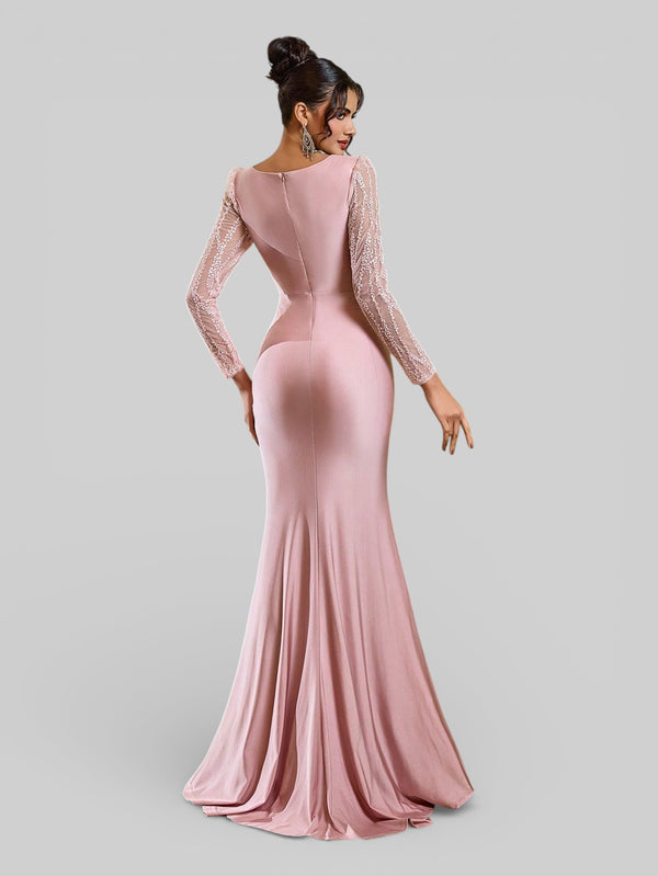 Vestido de Festa Manga Longa Drapeado Eva - Aurea Dress