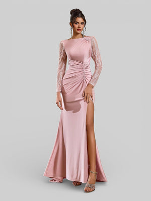 Vestido de Festa Manga Longa Drapeado Eva - Aurea Dress