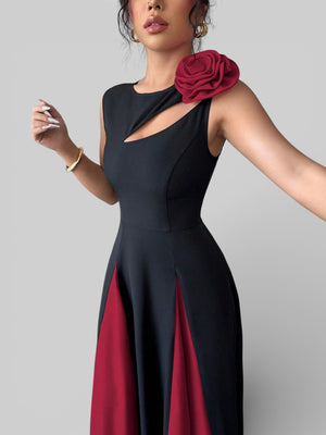Vestido de Festa Longo Preto e Rosa Elenice - Aurea Dress