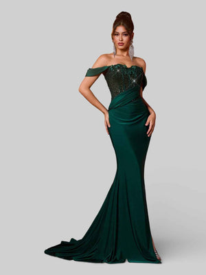 Vestido de Festa Longo Luxo Ombro a Ombro Lauriz