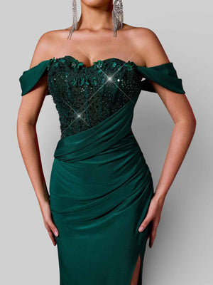 Vestido de Festa Longo Luxo Ombro a Ombro Lauriz