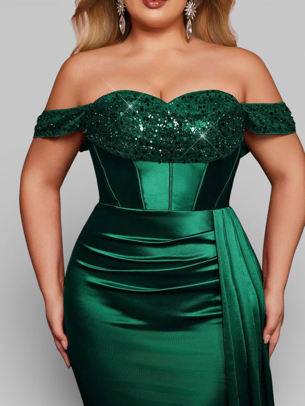 Vestido de Festa Luxo Ombro a Ombro Paetês Famma - Aurea Dress