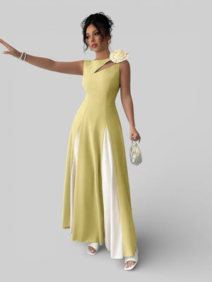Vestido de Festa Longo Preto e Rosa Elenice - Aurea Dress
