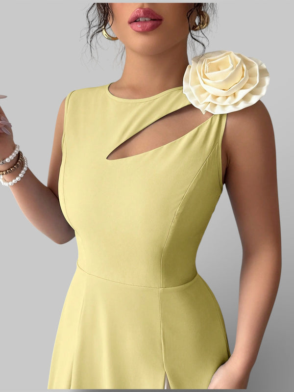 Vestido de Festa Longo Preto e Rosa Elenice - Aurea Dress