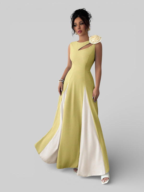 Vestido de Festa Longo Preto e Rosa Elenice - Aurea Dress
