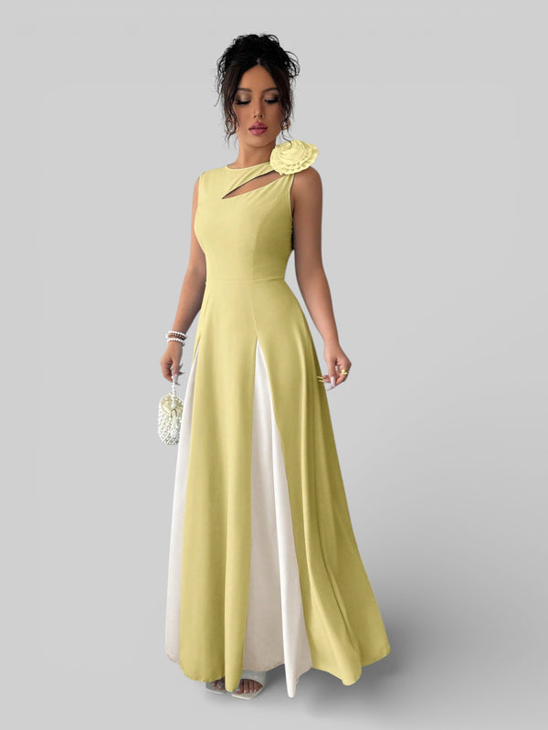Vestido de Festa Longo Preto e Rosa Elenice - Aurea Dress