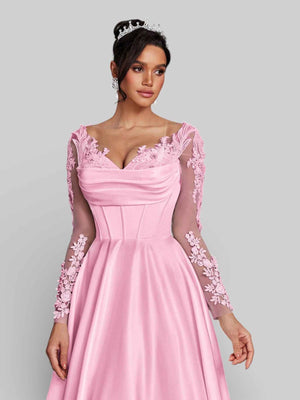 Vestido de Festa Luxo Bordado com Renda Aurea Dress