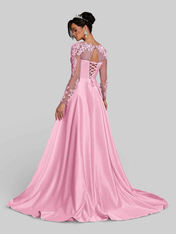 Vestido de Festa Luxo Bordado com Renda Aurea Dress