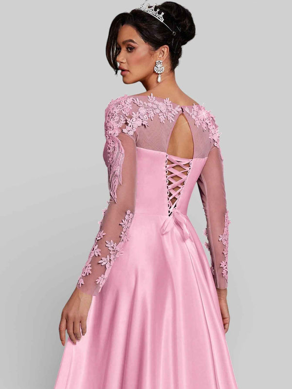 Vestido de Festa Luxo Bordado com Renda Aurea Dress