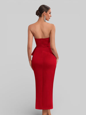 Vestido de Festa Midi Tomara que Caia Assimétrico Dafiny - Aurea Dress