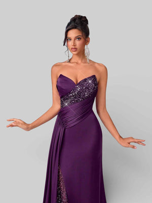 Vestido de Festa Luxo sem Alças Paetê Marquezine