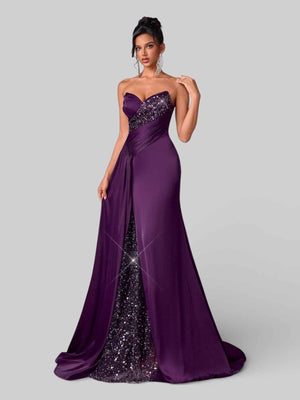Vestido de Festa Luxo sem Alças Paetê Marquezine