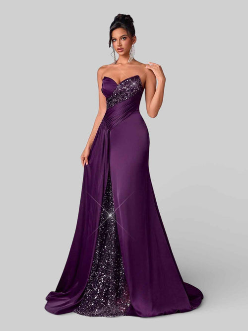 Vestido de Festa Luxo sem Alças Paetê Marquezine