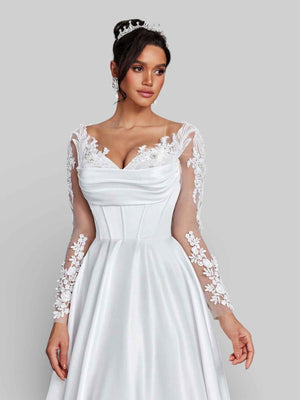 Vestido de Festa Luxo Bordado com Renda Aurea Dress