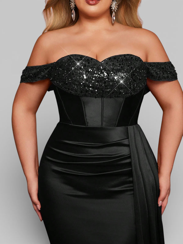 Vestido de Festa Luxo Ombro a Ombro Paetês Famma - Aurea Dress