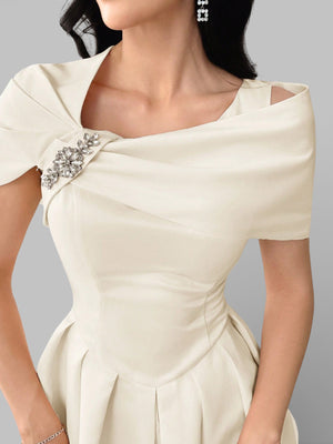 Vestido de Festa Curto Assimétrico Strass - Aurea Dress