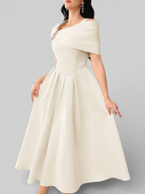 Vestido de Festa Curto Assimétrico Strass - Aurea Dress