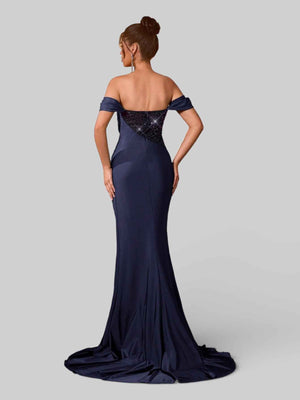 Vestido de Festa Longo Luxo Ombro a Ombro Lauriz