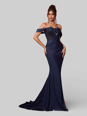 Vestido de Festa Longo Luxo Ombro a Ombro Lauriz