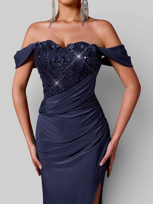 Vestido de Festa Longo Luxo Ombro a Ombro Lauriz