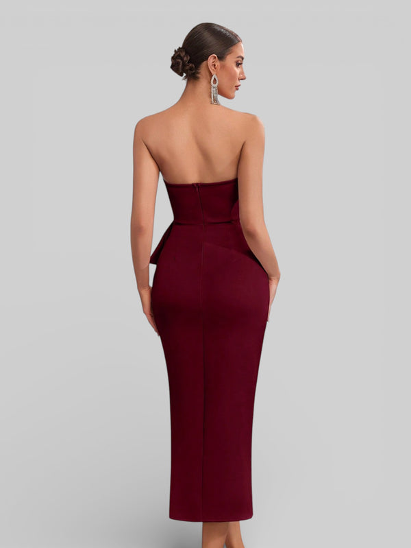 Vestido de Festa Midi Tomara que Caia Assimétrico Dafiny - Aurea Dress