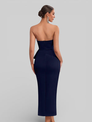 Vestido de Festa Midi Tomara que Caia Assimétrico Dafiny - Aurea Dress