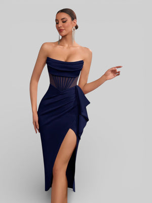 Vestido de Festa Midi Tomara que Caia Assimétrico Dafiny - Aurea Dress
