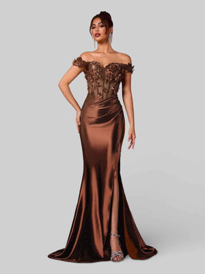 Vestido de Festa de Luxo Ombro a Ombro Corpete Virginia