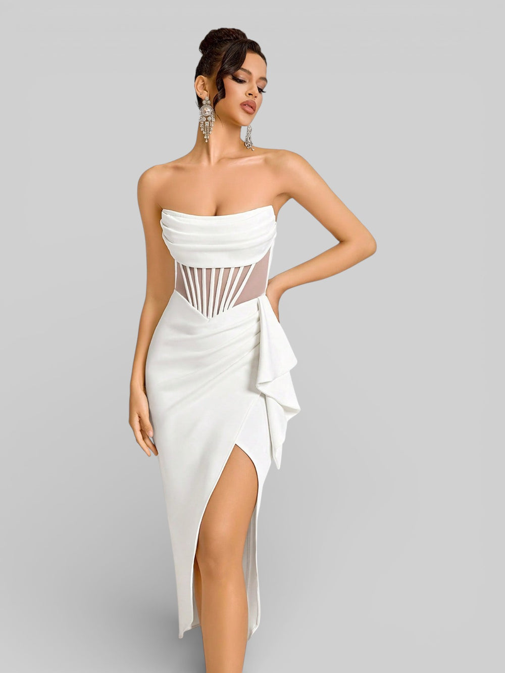 Vestido de Festa Midi Tomara que Caia Assimétrico Dafiny - Aurea Dress