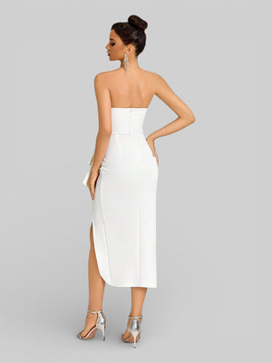 Vestido de Festa Midi Tomara que Caia Assimétrico Dafiny - Aurea Dress