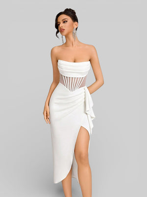 Vestido de Festa Midi Tomara que Caia Assimétrico Dafiny - Aurea Dress