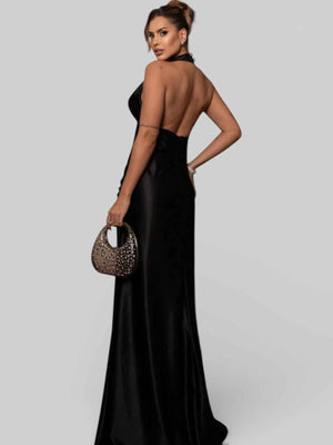 Vestido de Festa Acetinado com Fenda Vellar