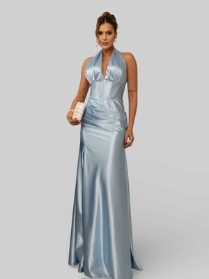 Vestido de Festa Acetinado com Fenda Vellar