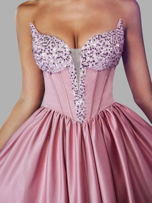 Vestido de Festa Tomara que Caia Paetê Trançado