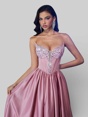 Vestido de Festa Tomara que Caia Paetê Trançado