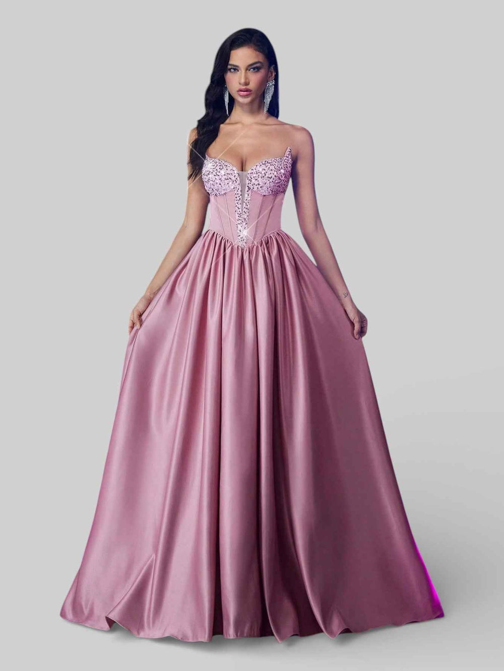 Vestido de Festa Tomara que Caia Paetê Trançado