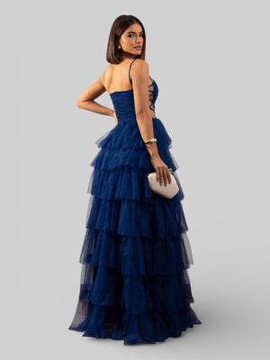 Vestido de Festa Longo com Brilho em Camadas Dublin - Aurea Dress