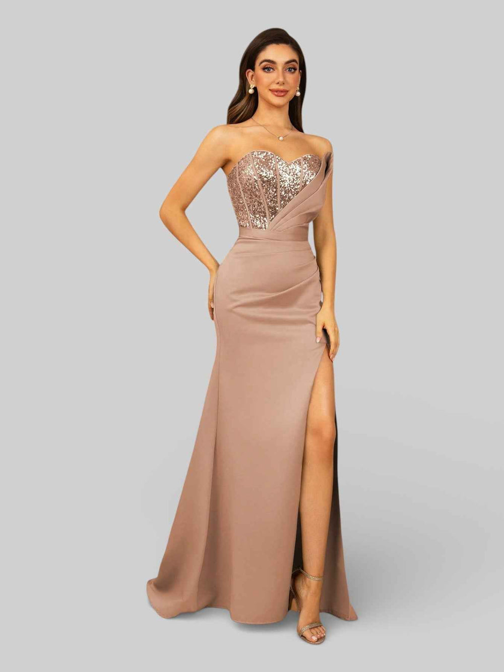 Vestido de Festa Longo Tomara que Caia com Paetê Seller