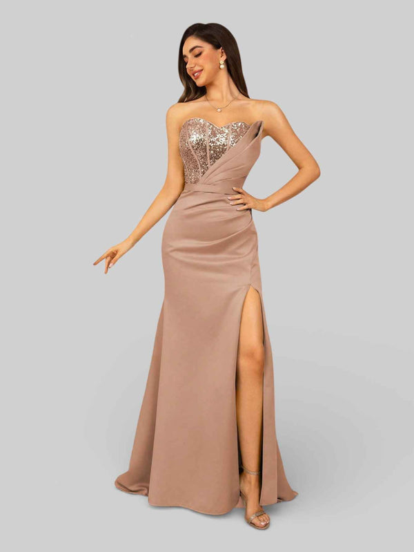 Vestido de Festa Longo Tomara que Caia com Paetê Seller