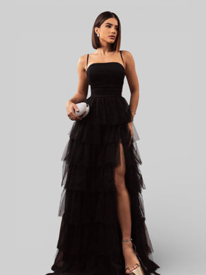 Vestido de Festa Longo com Brilho em Camadas Dublin - Aurea Dress