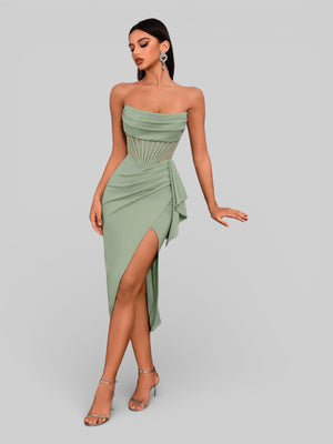 Vestido de Festa Midi Tomara que Caia Assimétrico Dafiny - Aurea Dress