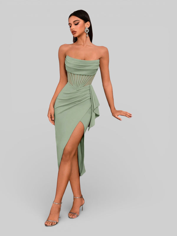 Vestido de Festa Midi Tomara que Caia Assimétrico Dafiny - Aurea Dress