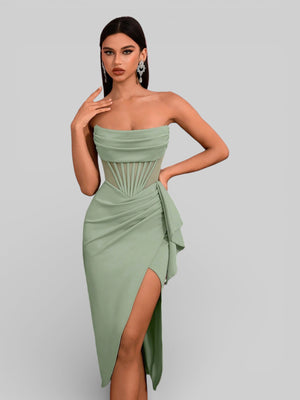 Vestido de Festa Midi Tomara que Caia Assimétrico Dafiny - Aurea Dress