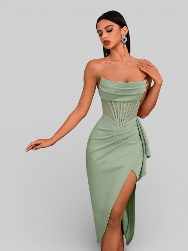 Vestido de Festa Midi Tomara que Caia Assimétrico Dafiny - Aurea Dress