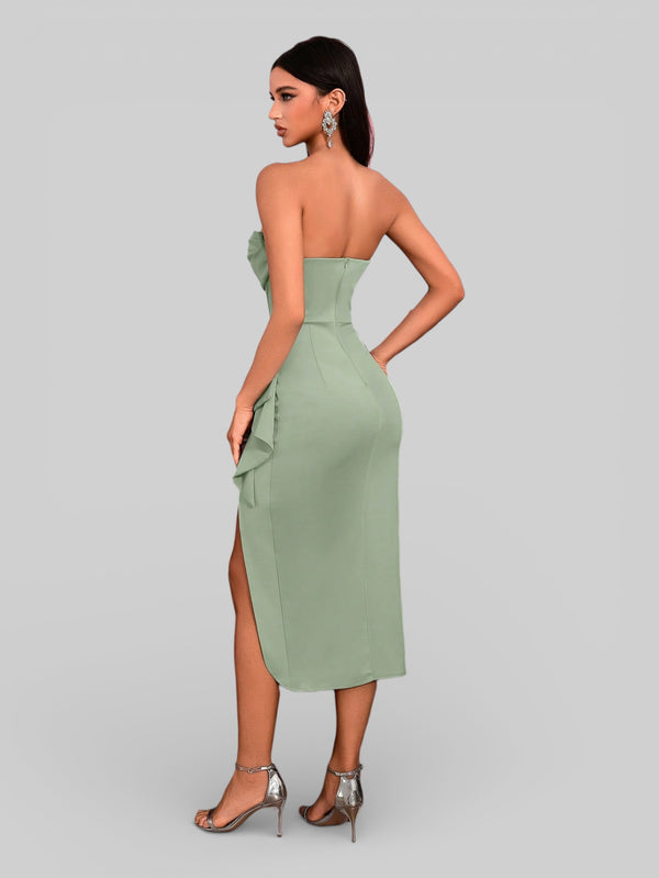 Vestido de Festa Midi Tomara que Caia Assimétrico Dafiny - Aurea Dress