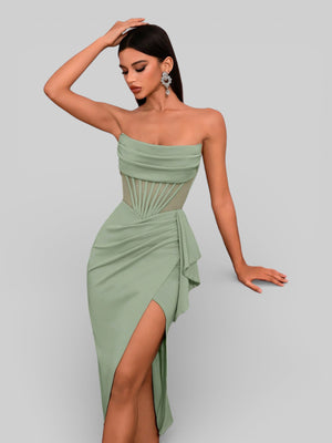 Vestido de Festa Midi Tomara que Caia Assimétrico Dafiny - Aurea Dress