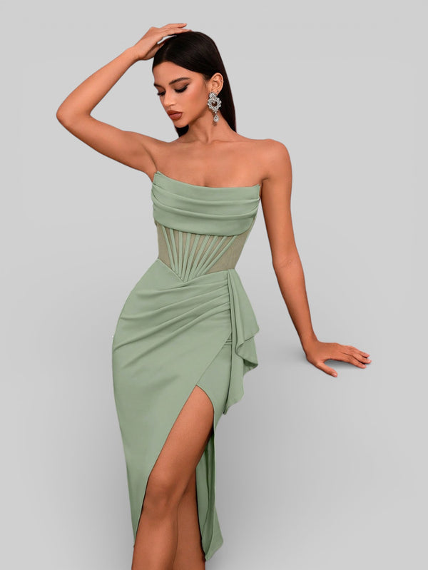 Vestido de Festa Midi Tomara que Caia Assimétrico Dafiny - Aurea Dress