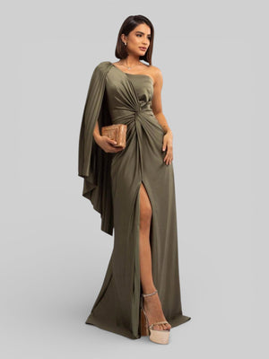 Vestido de Festa Nula Manga Torcido com Capa Noely - Aurea Dress