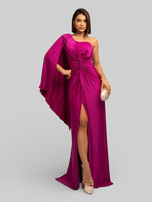 Vestido de Festa Nula Manga Torcido com Capa Noely - Aurea Dress